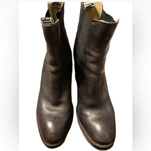 Rare Dirk Bikkembergs Womens Black Leather Distressed Chelsea Heeled Bootie US 8